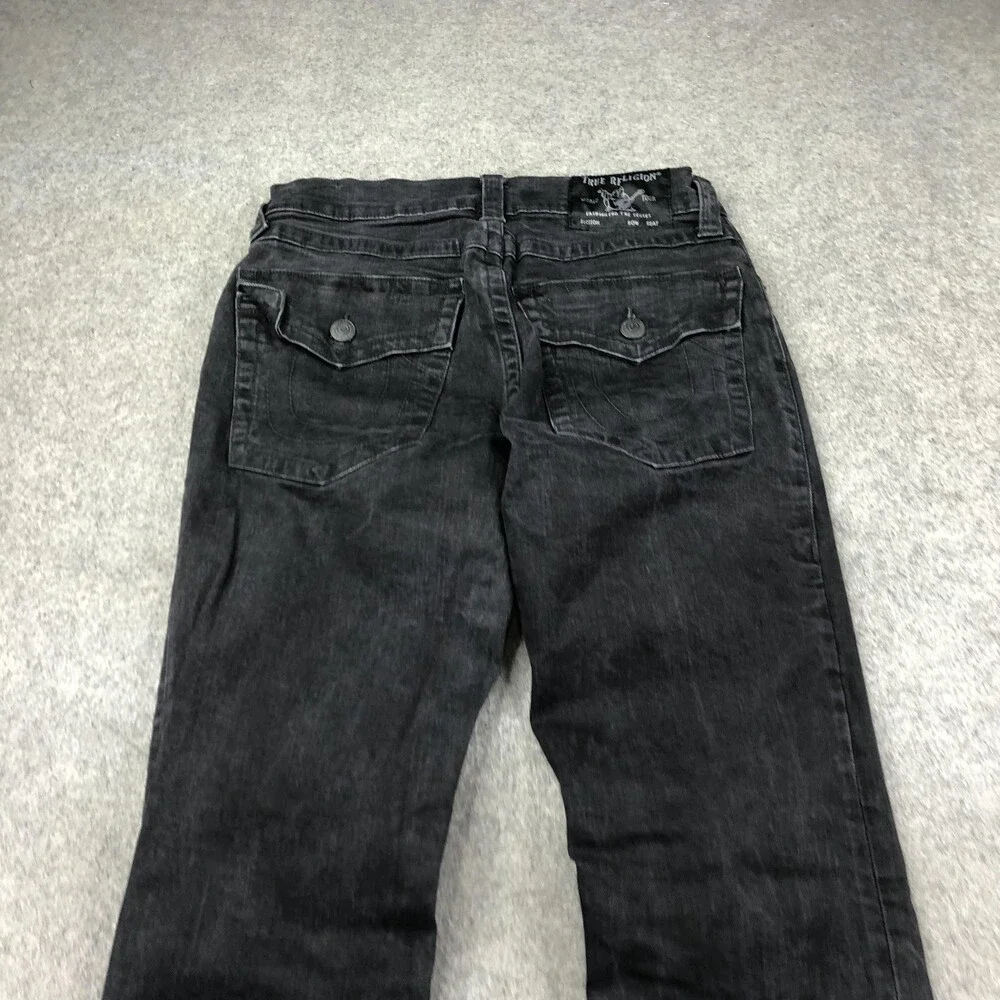 True Religion Jeans Mens 30x35 Black Ricky Relaxed Straight Denim